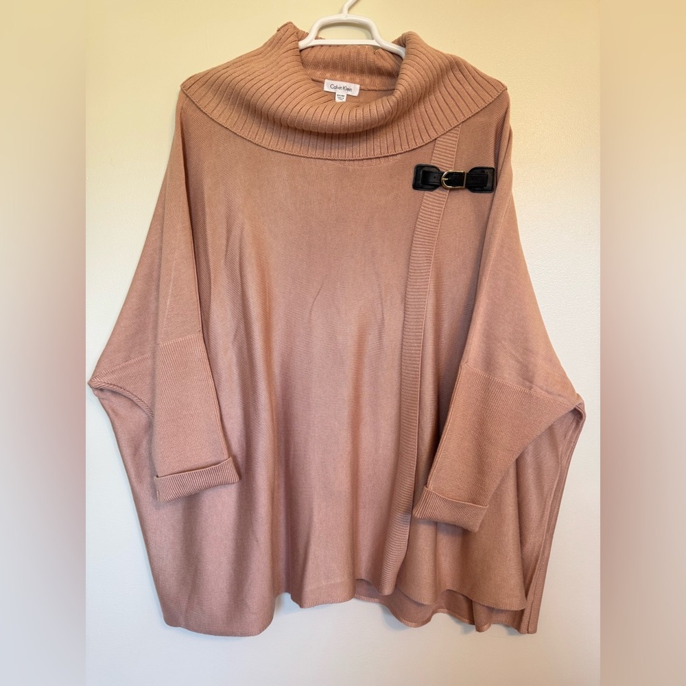 Calvin Klein wrap cowl buckle sweater cape poncho Size 2XL 3XL XXL XXXL VGUC